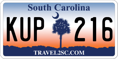 SC license plate KUP216