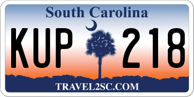 SC license plate KUP218