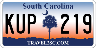 SC license plate KUP219