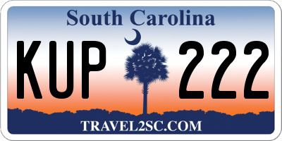 SC license plate KUP222