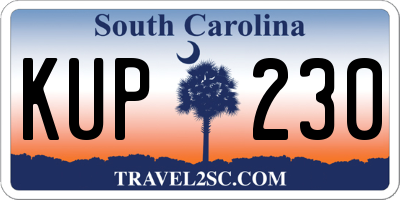 SC license plate KUP230