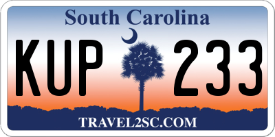 SC license plate KUP233