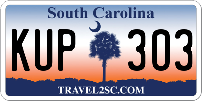 SC license plate KUP303
