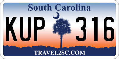SC license plate KUP316