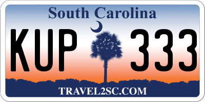 SC license plate KUP333