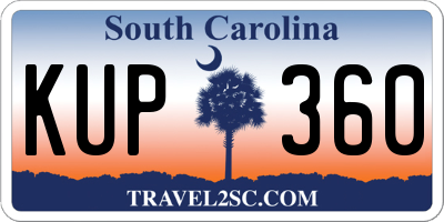 SC license plate KUP360