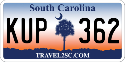 SC license plate KUP362