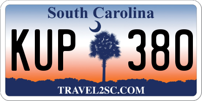 SC license plate KUP380