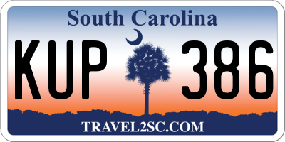 SC license plate KUP386