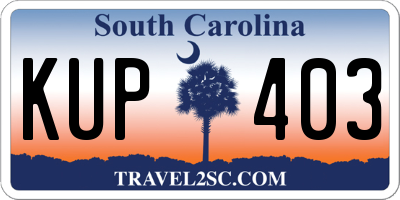 SC license plate KUP403