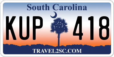 SC license plate KUP418