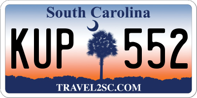 SC license plate KUP552