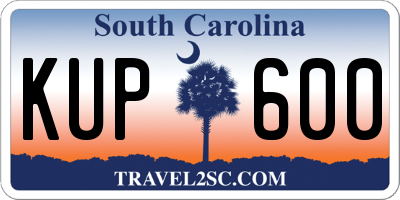 SC license plate KUP600
