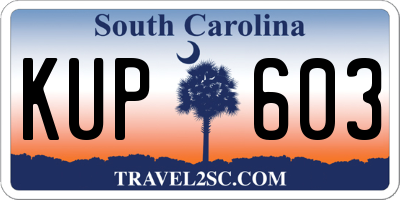 SC license plate KUP603