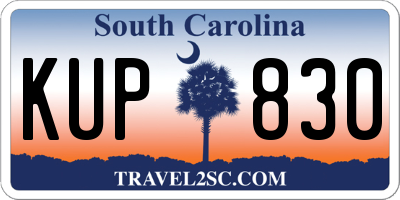 SC license plate KUP830