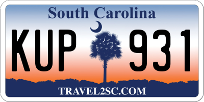SC license plate KUP931