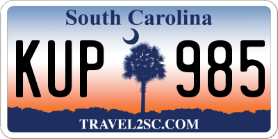 SC license plate KUP985