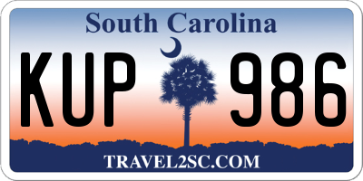 SC license plate KUP986