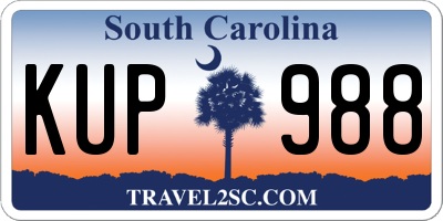 SC license plate KUP988