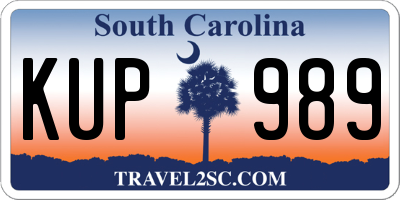SC license plate KUP989