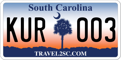 SC license plate KUR003