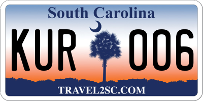 SC license plate KUR006