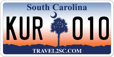 SC license plate KUR010