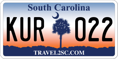 SC license plate KUR022