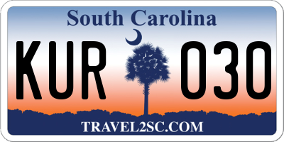 SC license plate KUR030