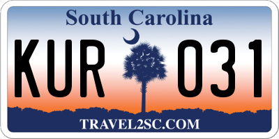 SC license plate KUR031