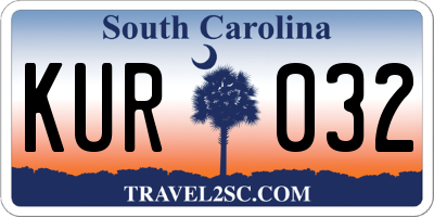 SC license plate KUR032
