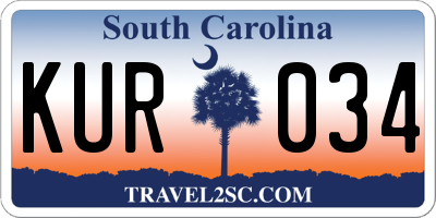 SC license plate KUR034