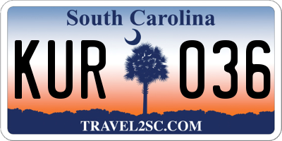 SC license plate KUR036