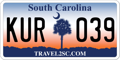 SC license plate KUR039