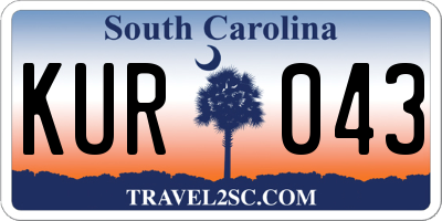 SC license plate KUR043