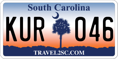 SC license plate KUR046