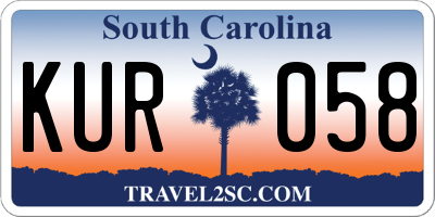 SC license plate KUR058