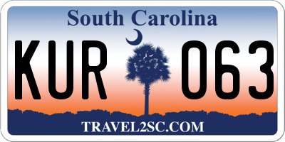 SC license plate KUR063