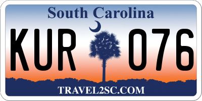 SC license plate KUR076