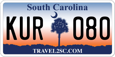 SC license plate KUR080
