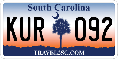 SC license plate KUR092