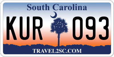SC license plate KUR093