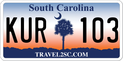 SC license plate KUR103