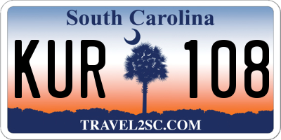 SC license plate KUR108