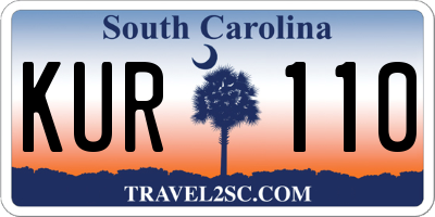 SC license plate KUR110
