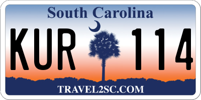SC license plate KUR114