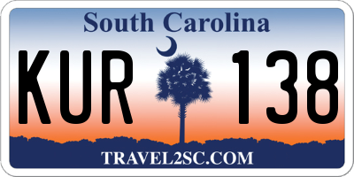 SC license plate KUR138