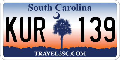 SC license plate KUR139