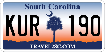 SC license plate KUR190