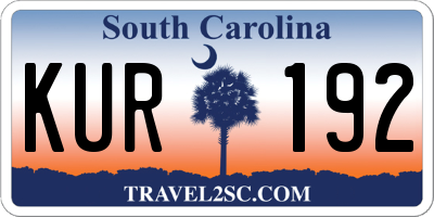 SC license plate KUR192